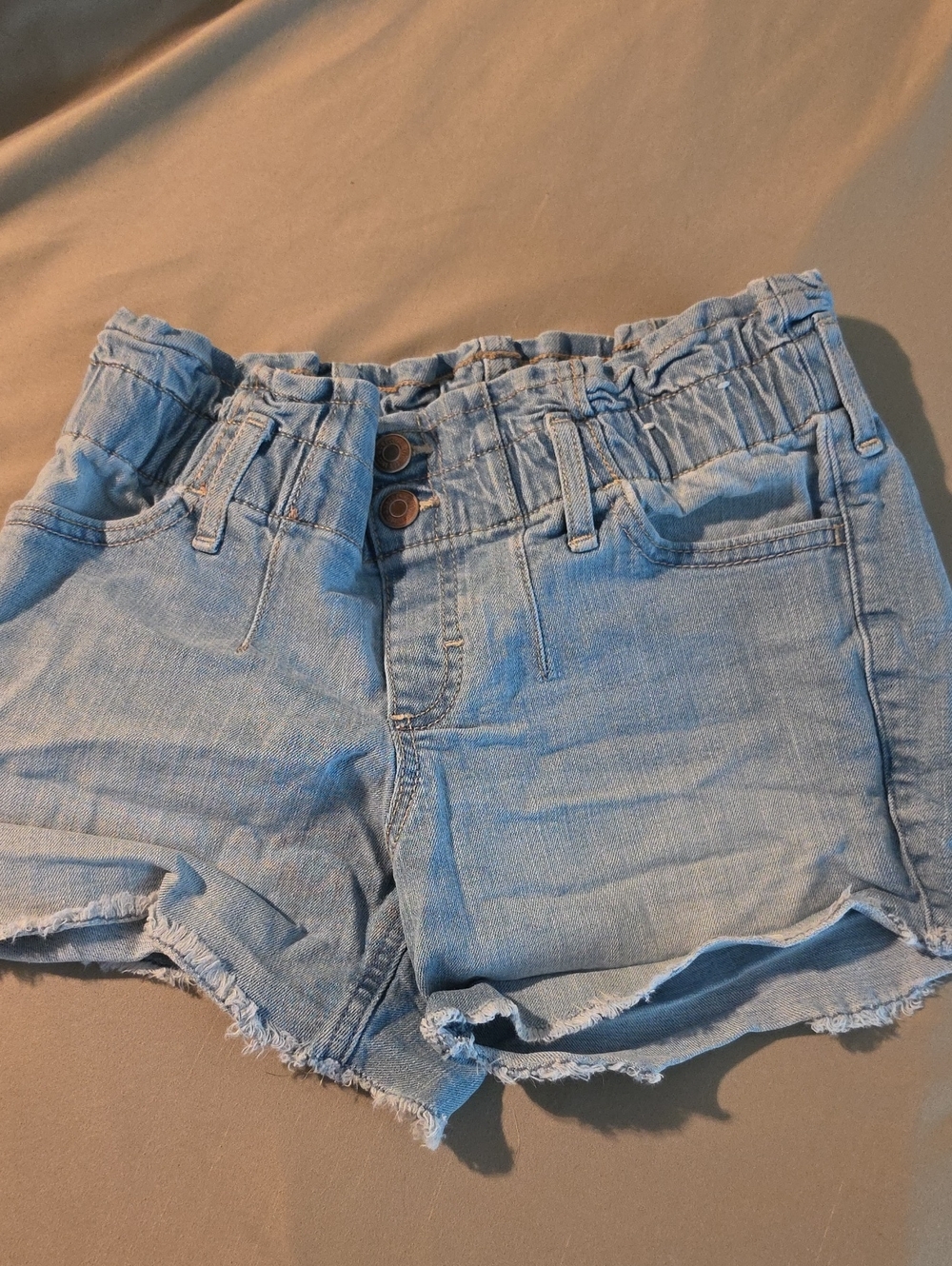 abercrombie kids Light Blue Denim Paperbag Waist Shorts